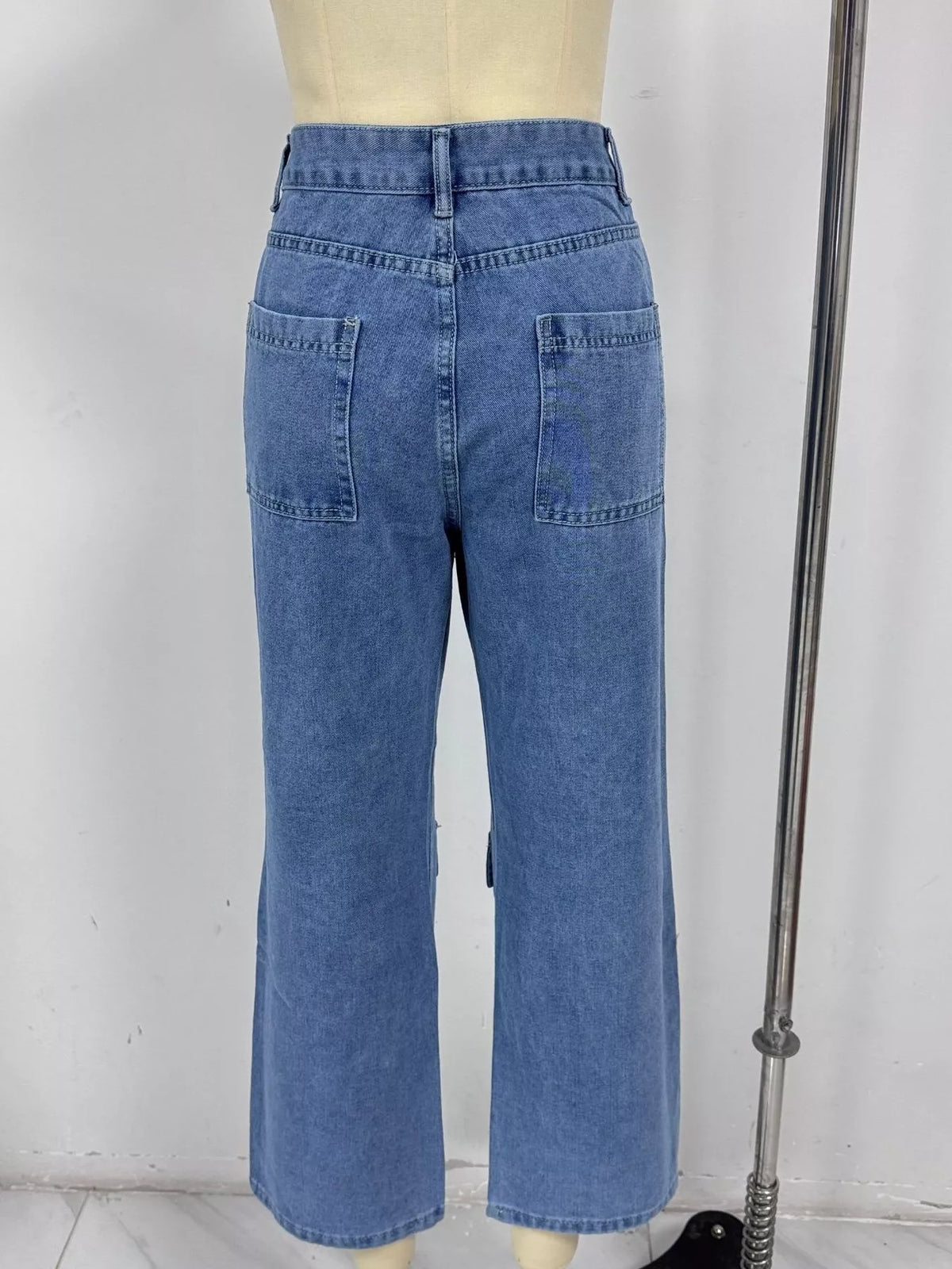 High-Waisted Wide-Leg Cargo Jeans