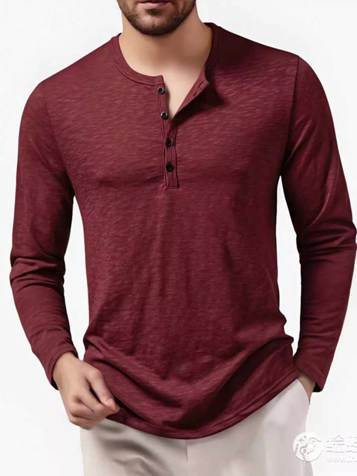 Men's Long Sleeve Henley T-Shirt