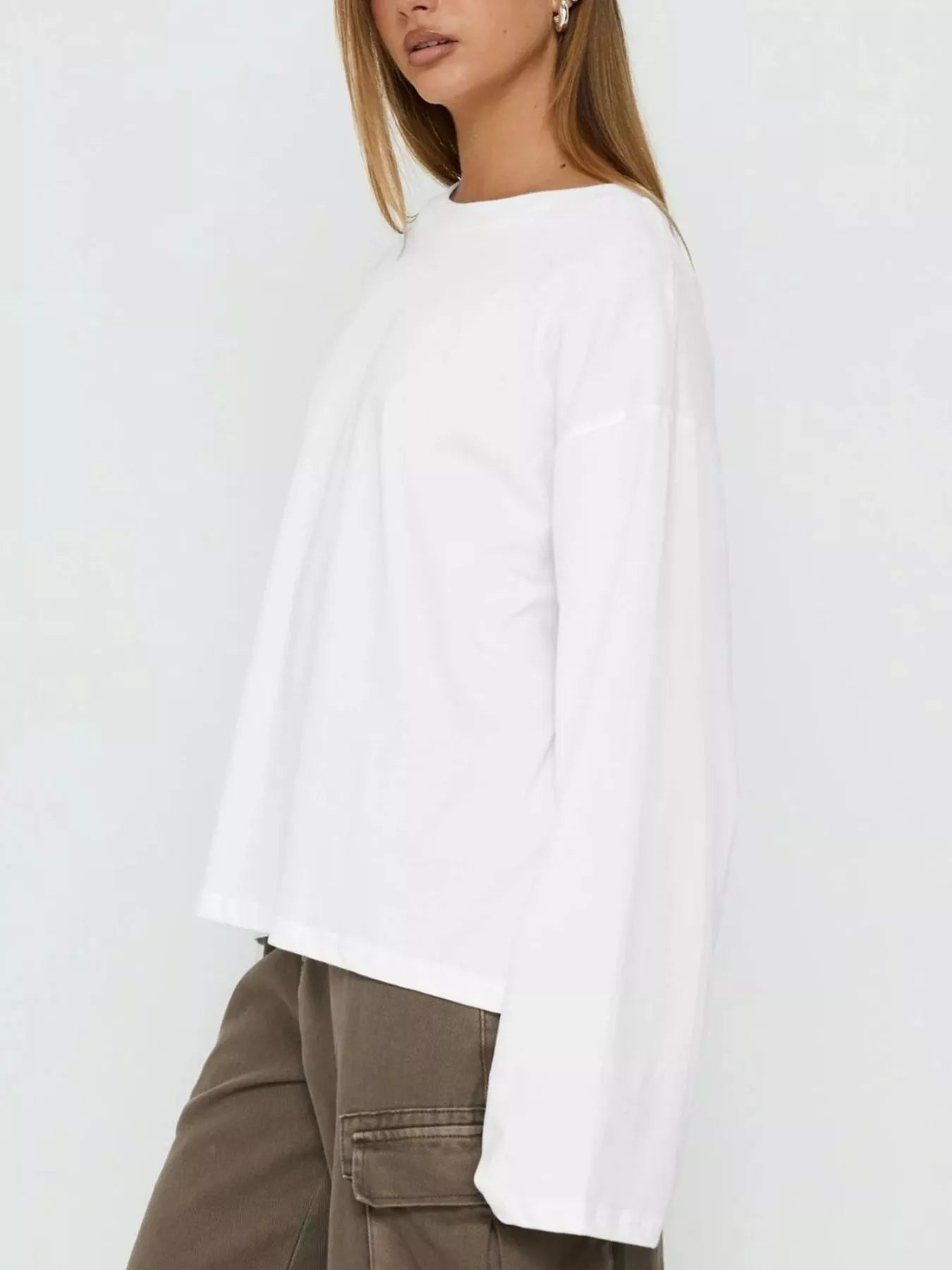 Oversized Long Sleeve Crew Neck T-Shirt
