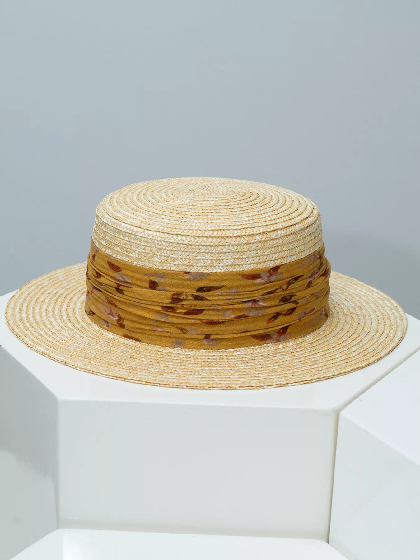 Ribbon Straw Boater Hat