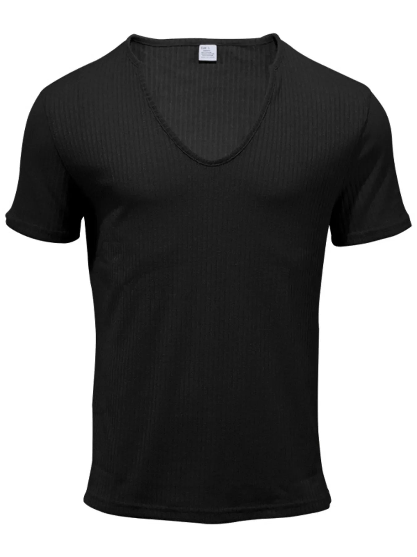 Men's Full Size Ribbed V-Neck T-Shirt Plus Size