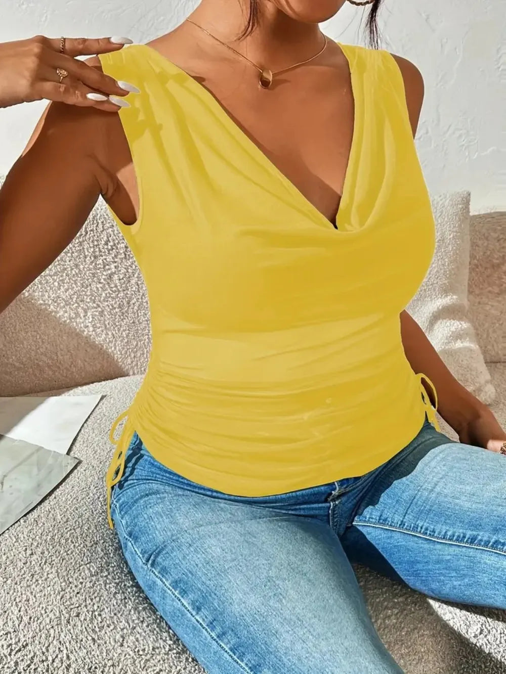 Side Drawstring Ruched Tank