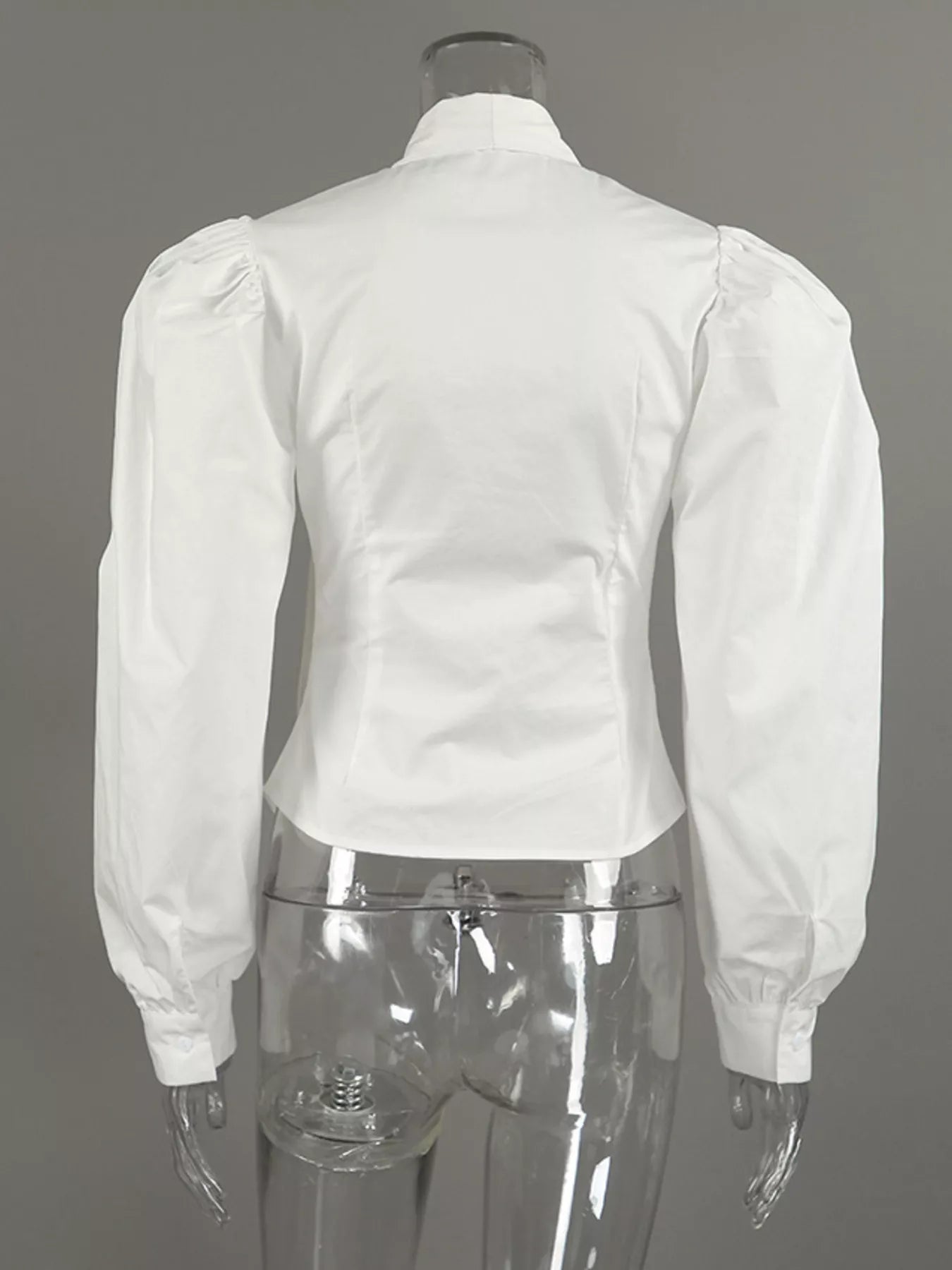 Bow Tie Puffed Sleeves Blouse