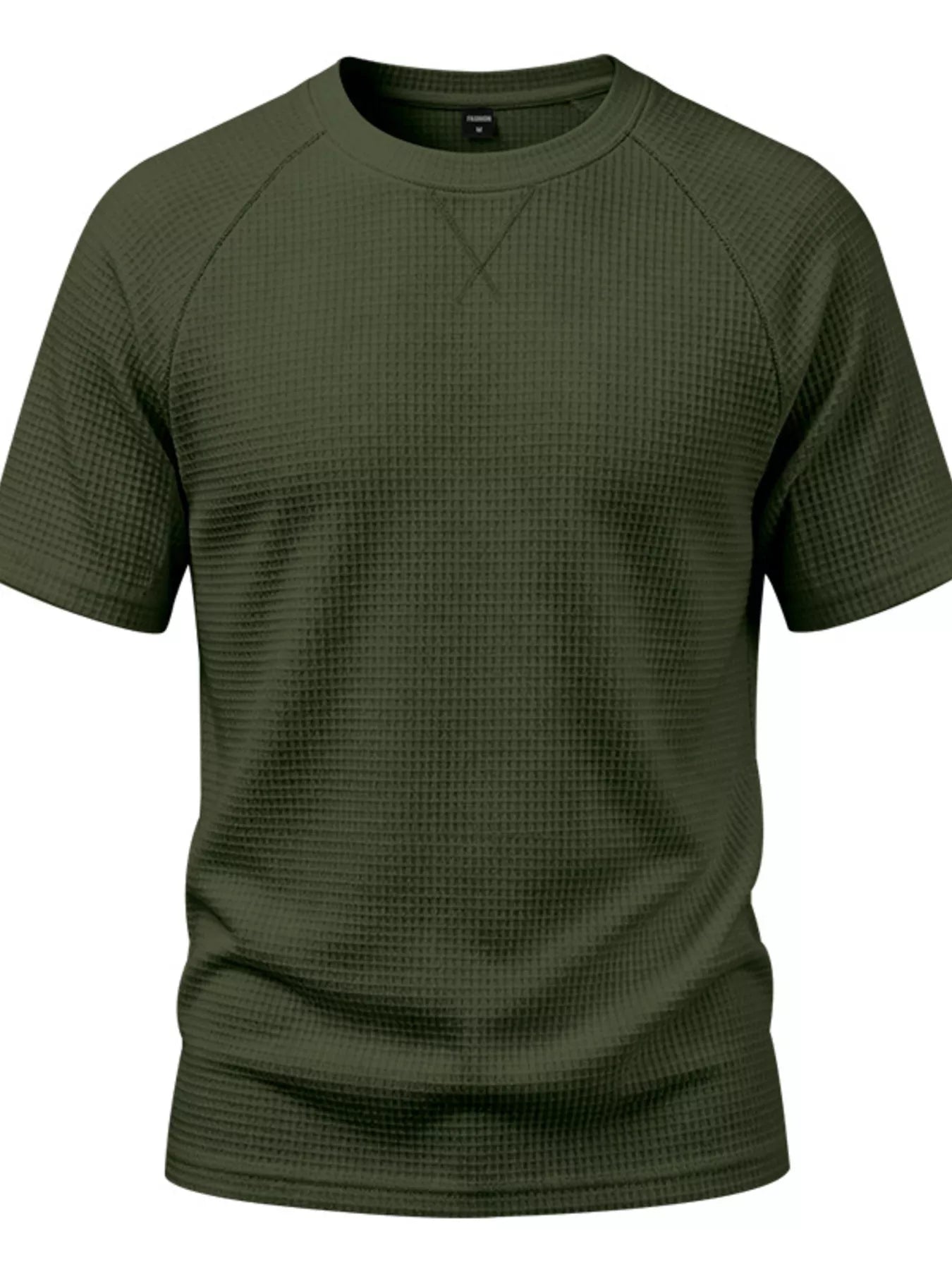 Men's Full Size Waffle Knit Raglan Short Sleeve T-Shirt Plus Size