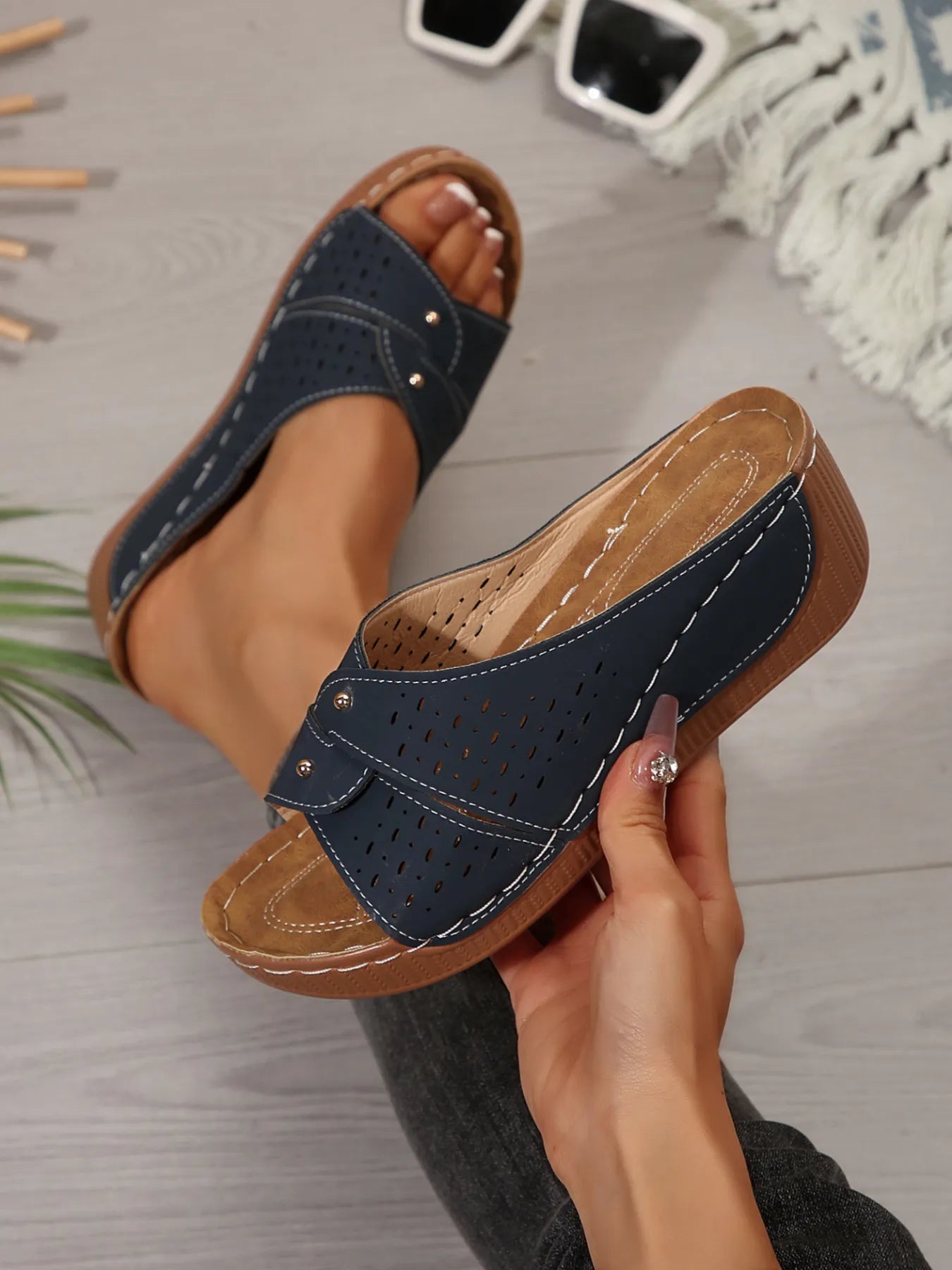 Hollow Out Wedge Comfort Sandals