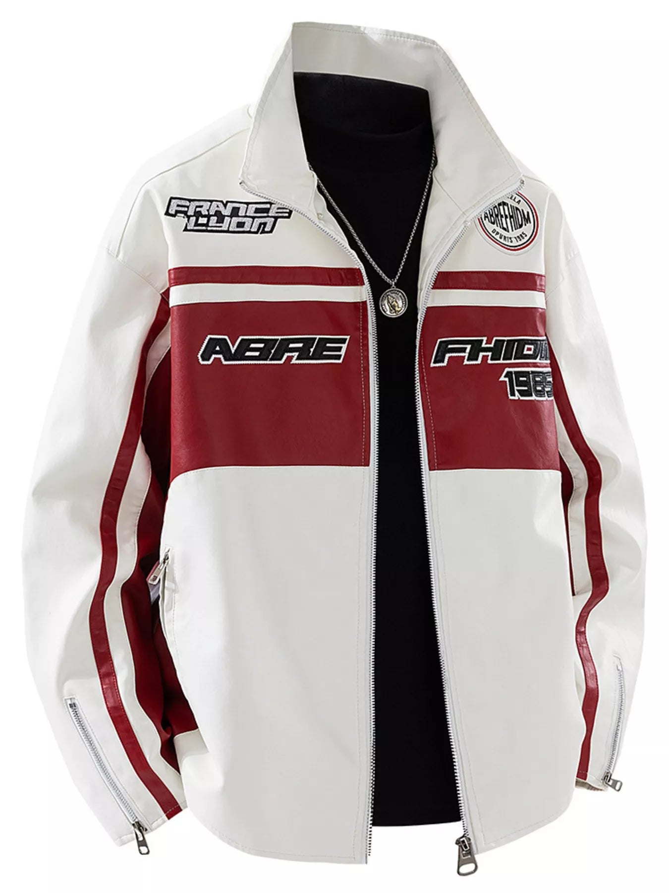 Men's Plus Size Zip Up Long Sleeve Leather Jacket