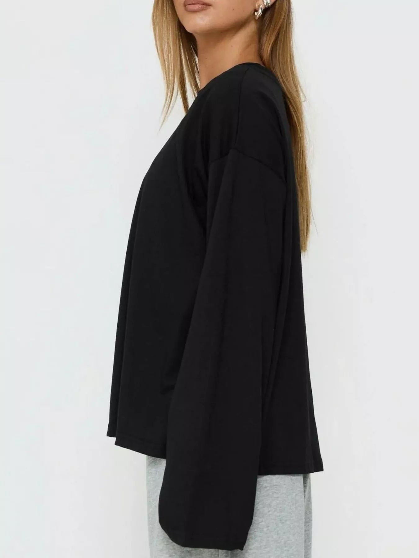 Oversized Long Sleeve Crew Neck T-Shirt