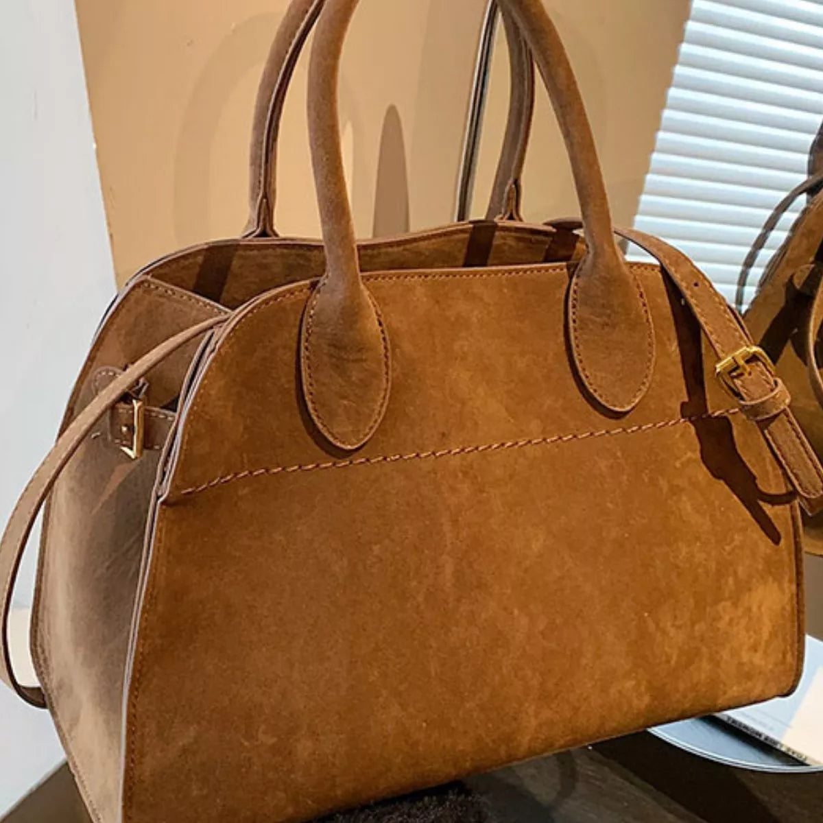 Suede Leather Large Handbag