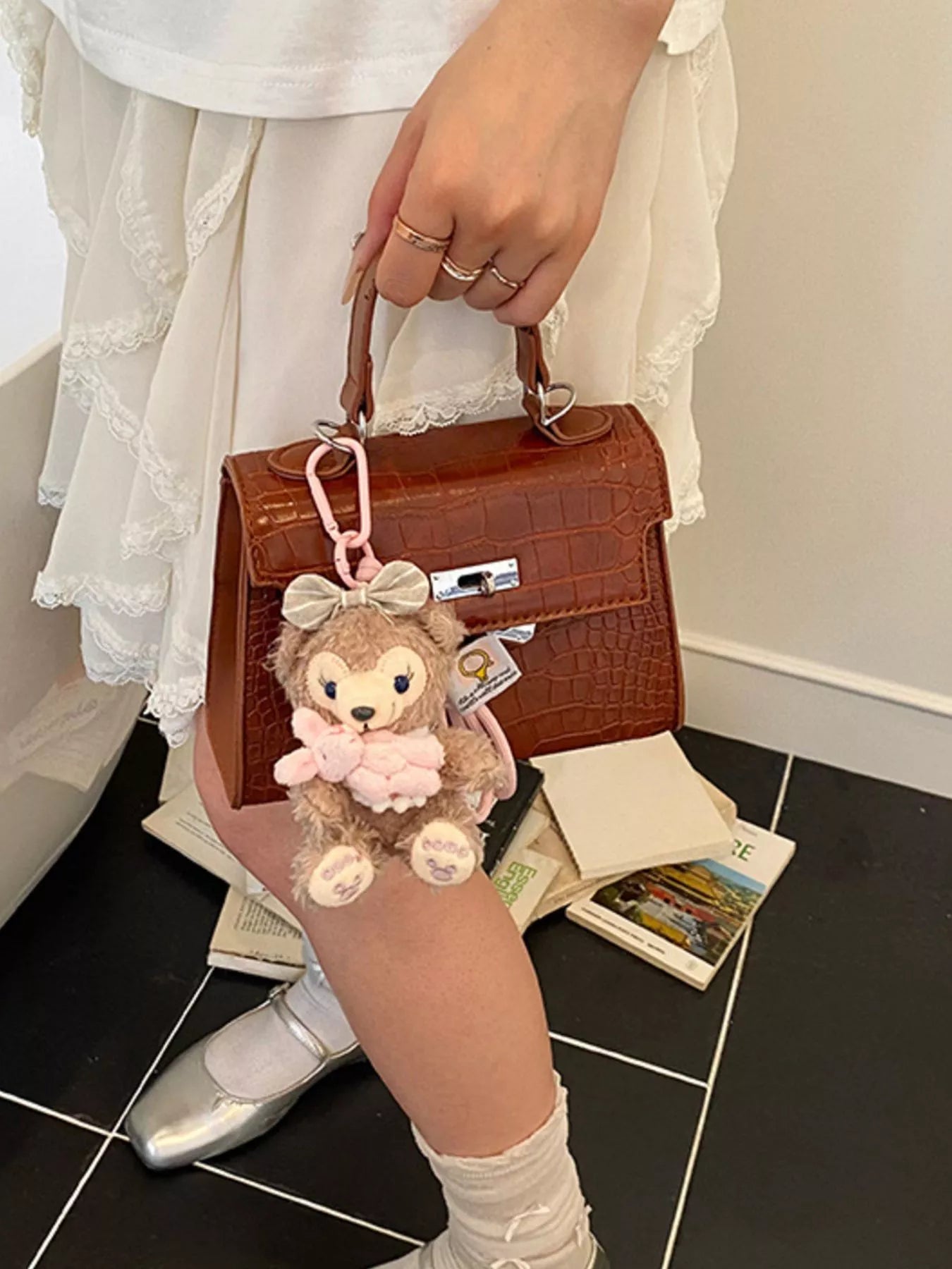 Crocodile-Embossed Handbag