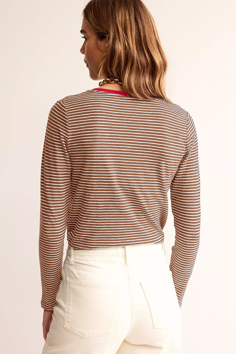 Stripe V Neck Stretchy Long Sleeve Top