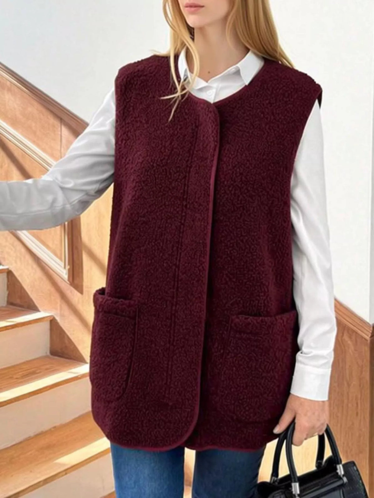 Sherpa Sleeveless Vest Coat