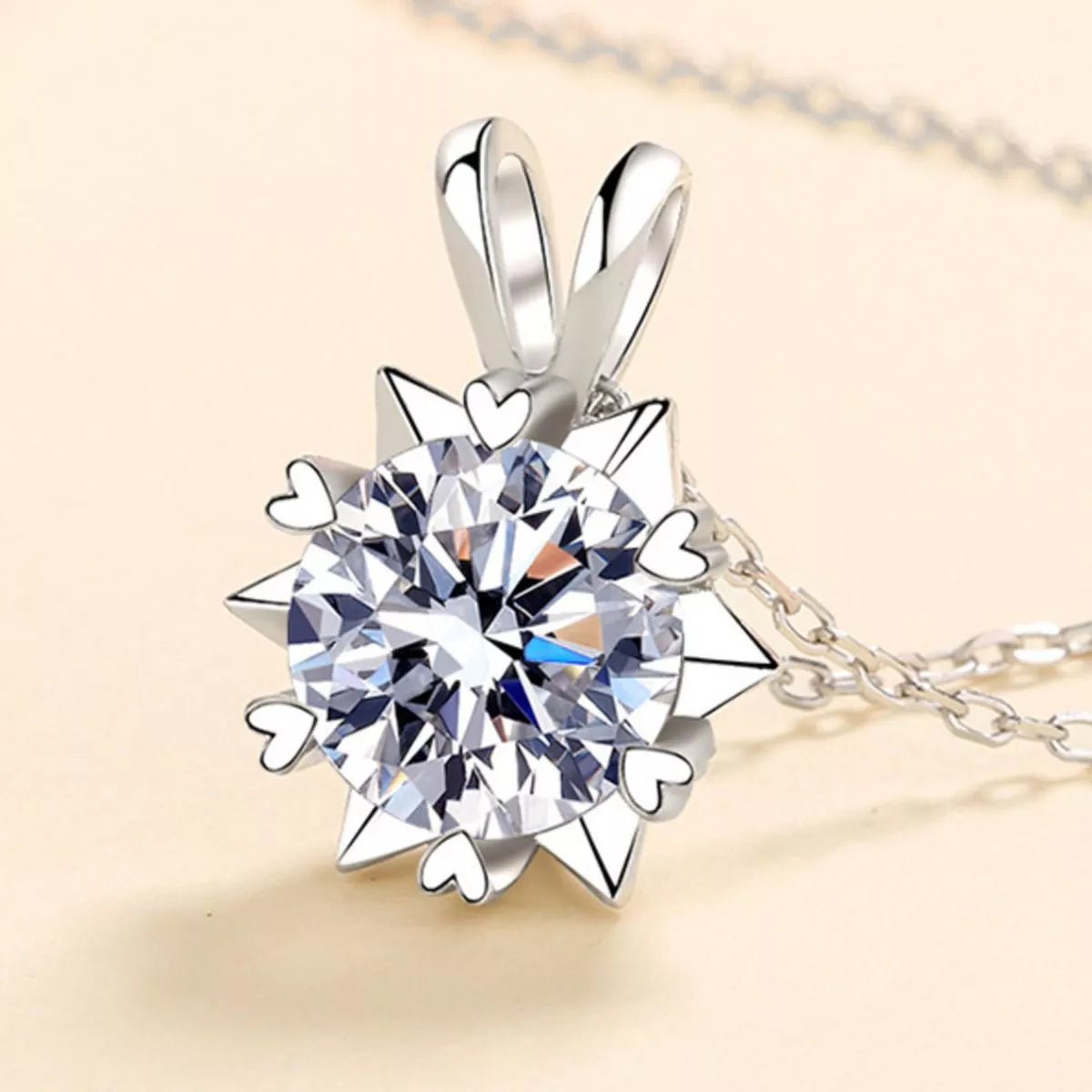 1 Carat 925 Sterling Silver Moissanite Pendant Necklace