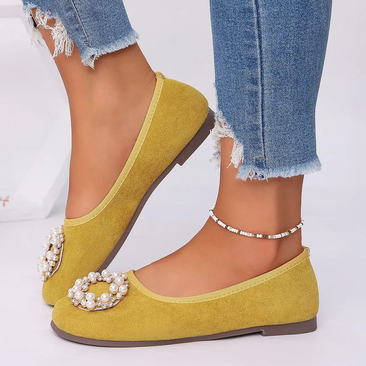 Pearl Embellished Slip-Ons