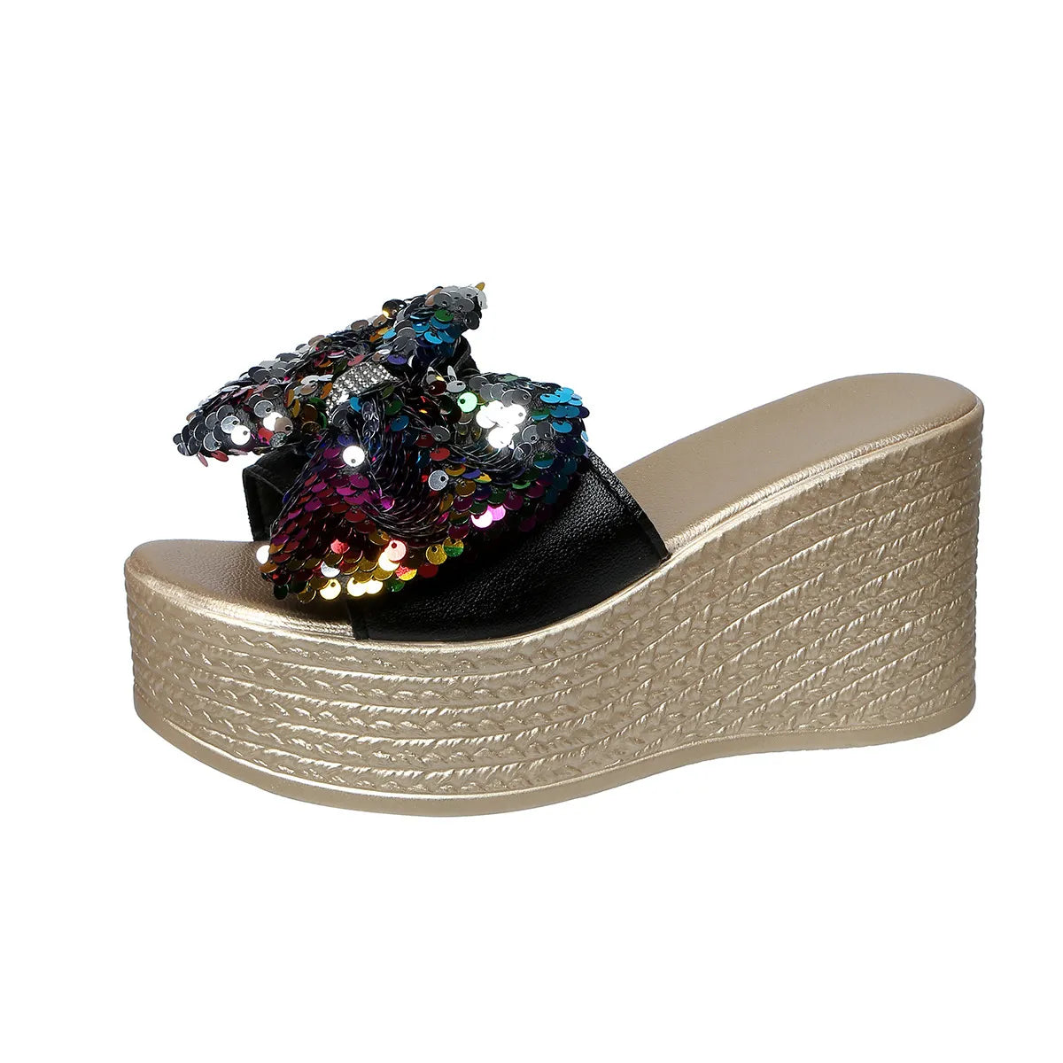 Sequin Open Toe Platform Sandals