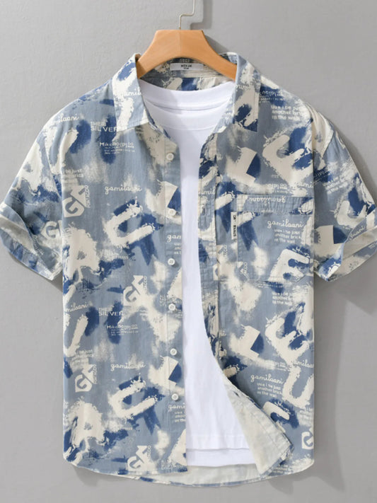 Men's Plus Size Button Up Short Sleeve Shirt