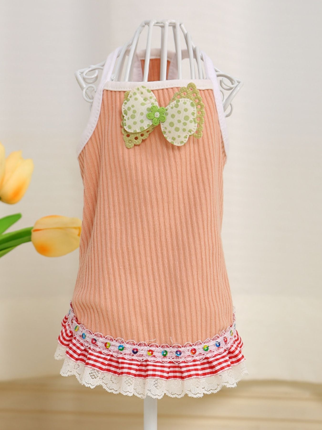 Bowknot Ruffled Hem Pet Top