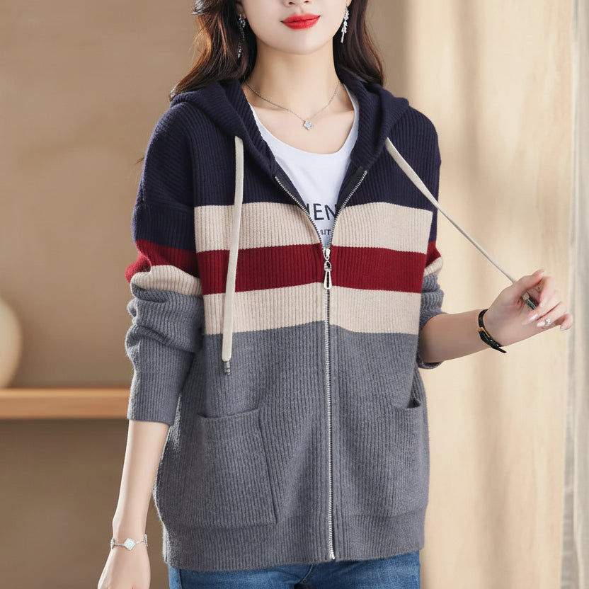 Women's Loose-Fit Wave-Detail Open-Front Cardigan Coat
