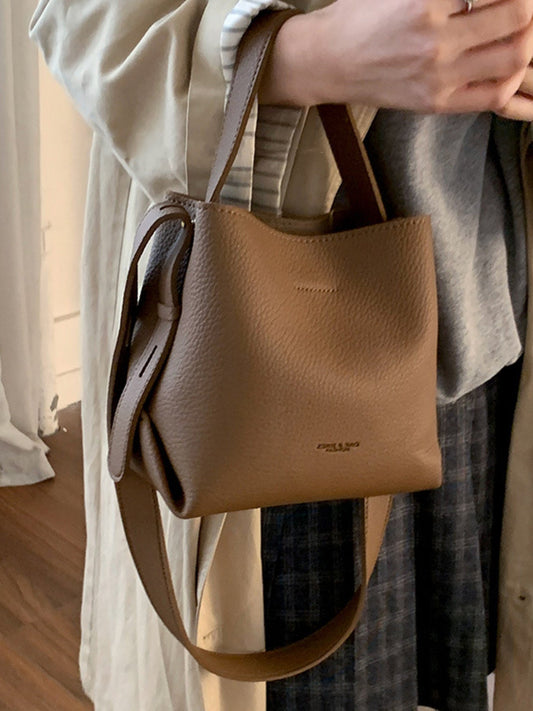 Leather Bucket Crossbody Bag