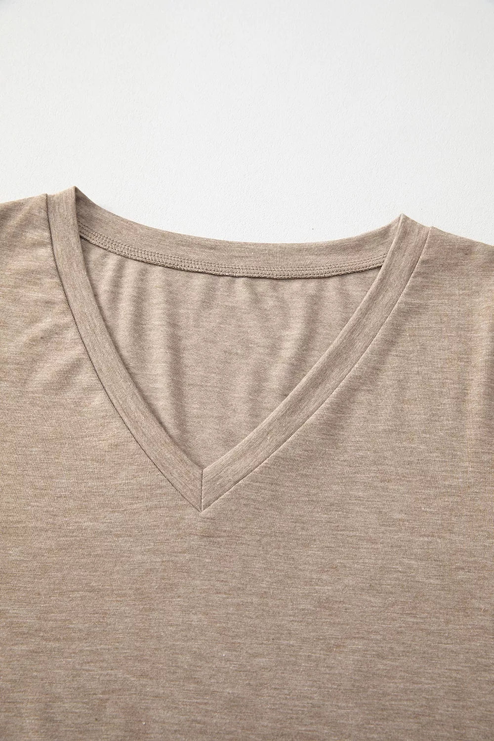 Solid Color V Neck Long Sleeve Stretchy Top