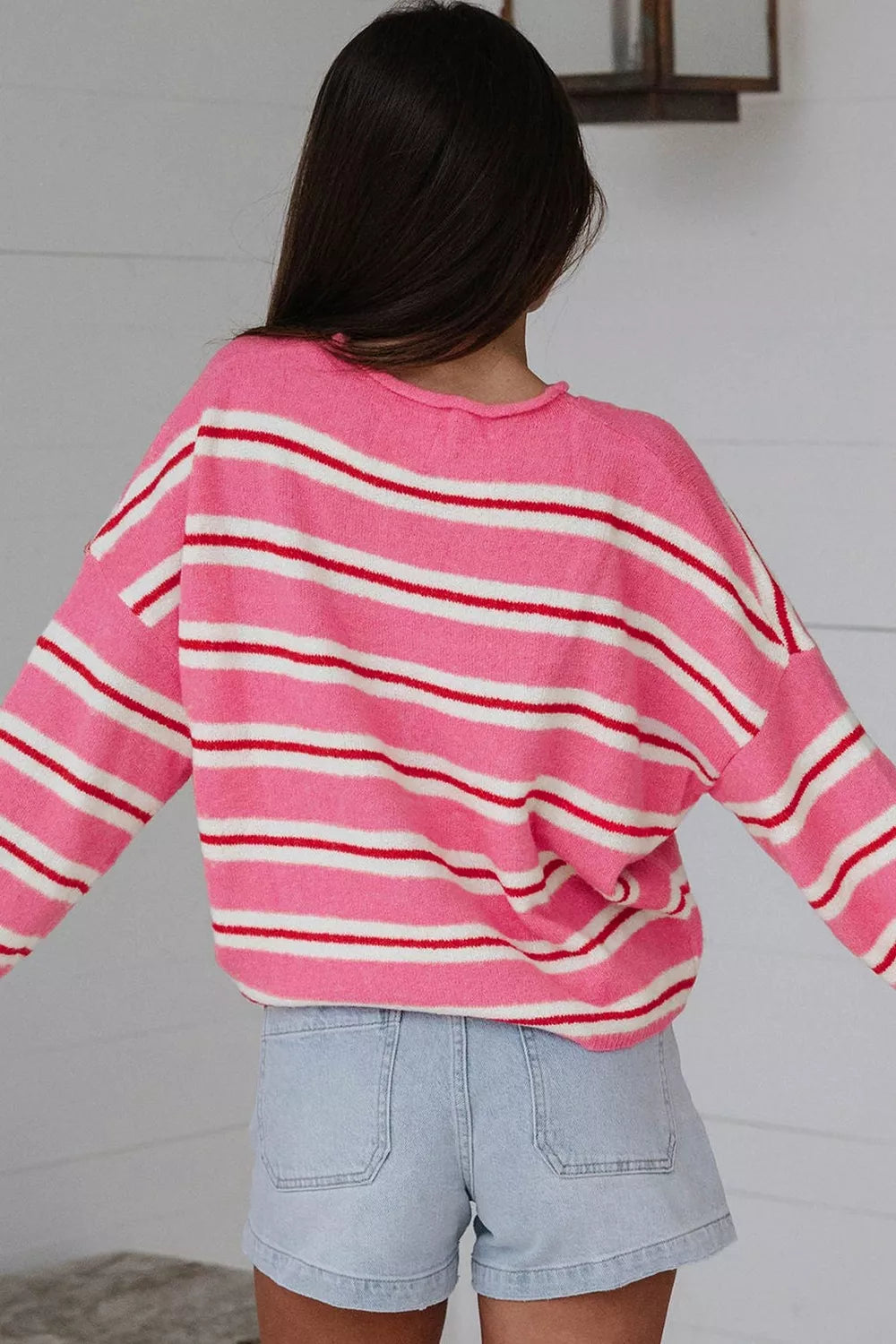 Striped Button-Up Cardigan
