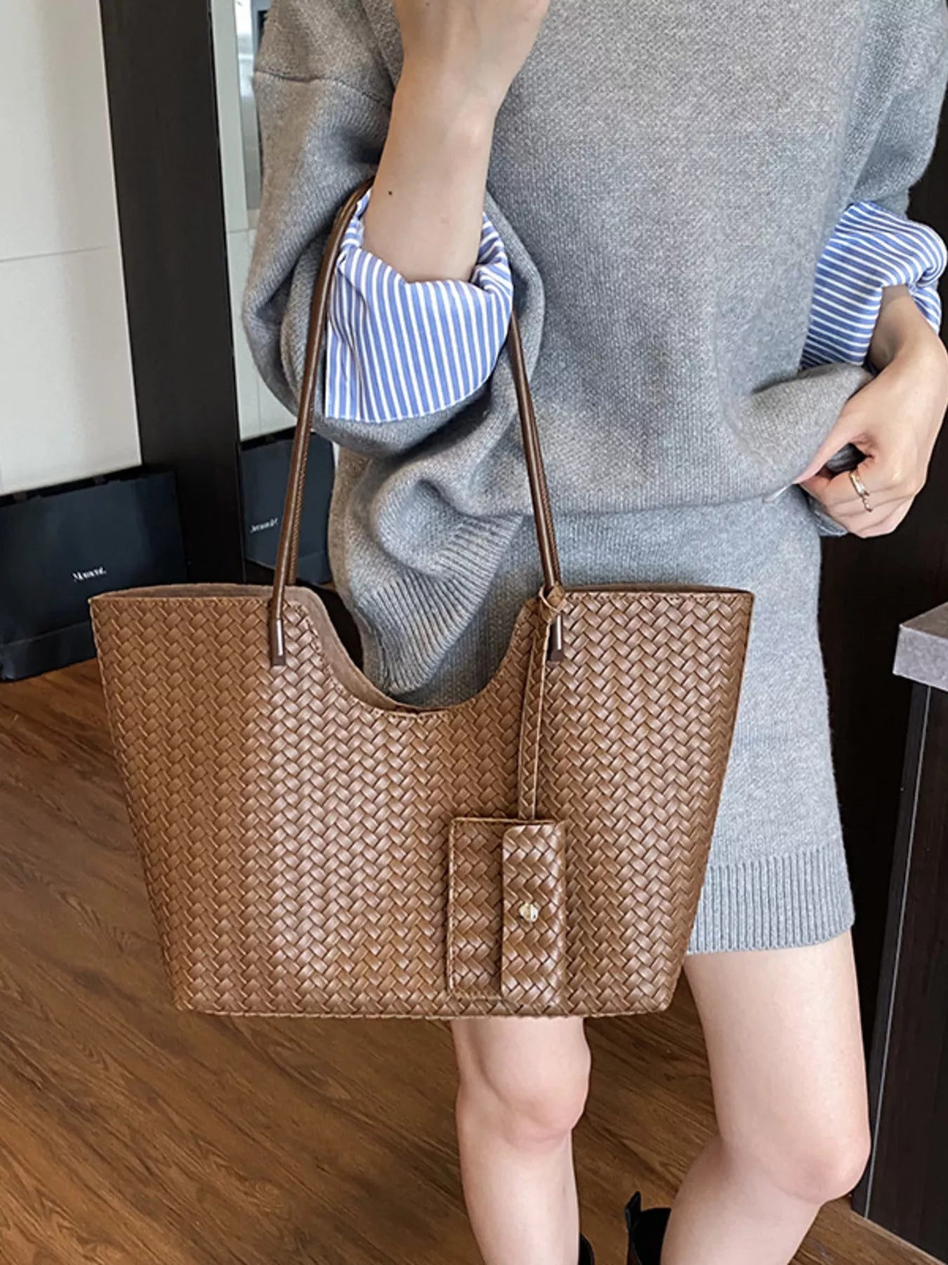Woven Texture Large Capacity Tote Bag