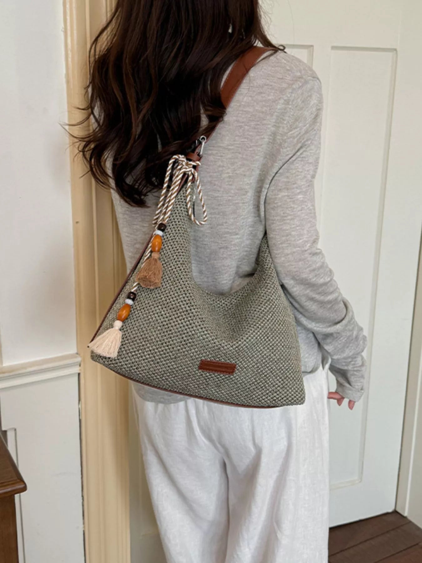 Tassel Woven Shoulder Bag