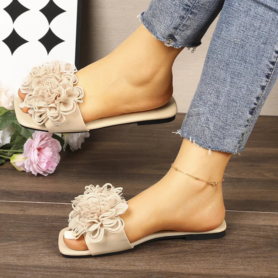 Floral Embellished Flat Sandals