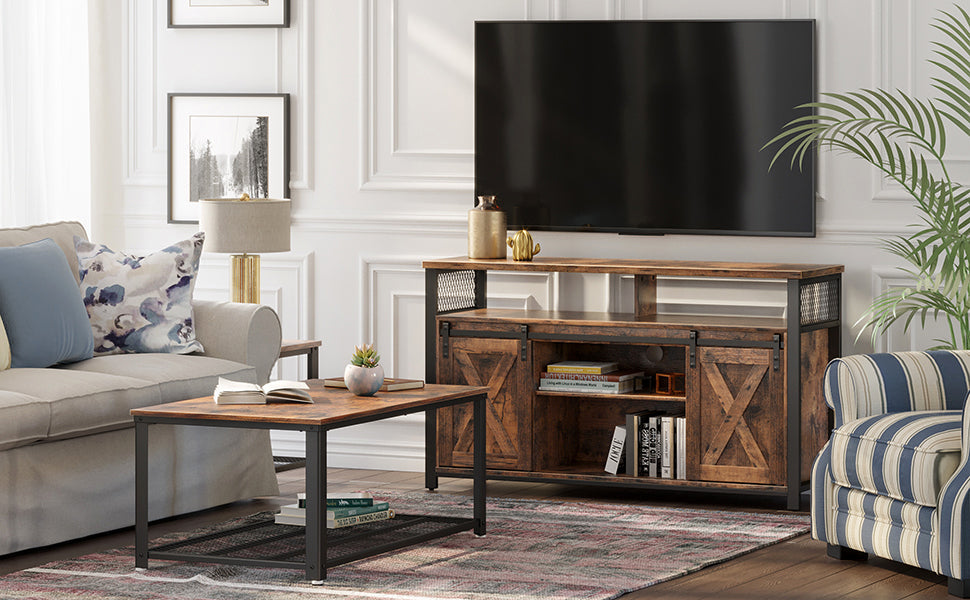 TV Cabinet with Sliding Barn Doors