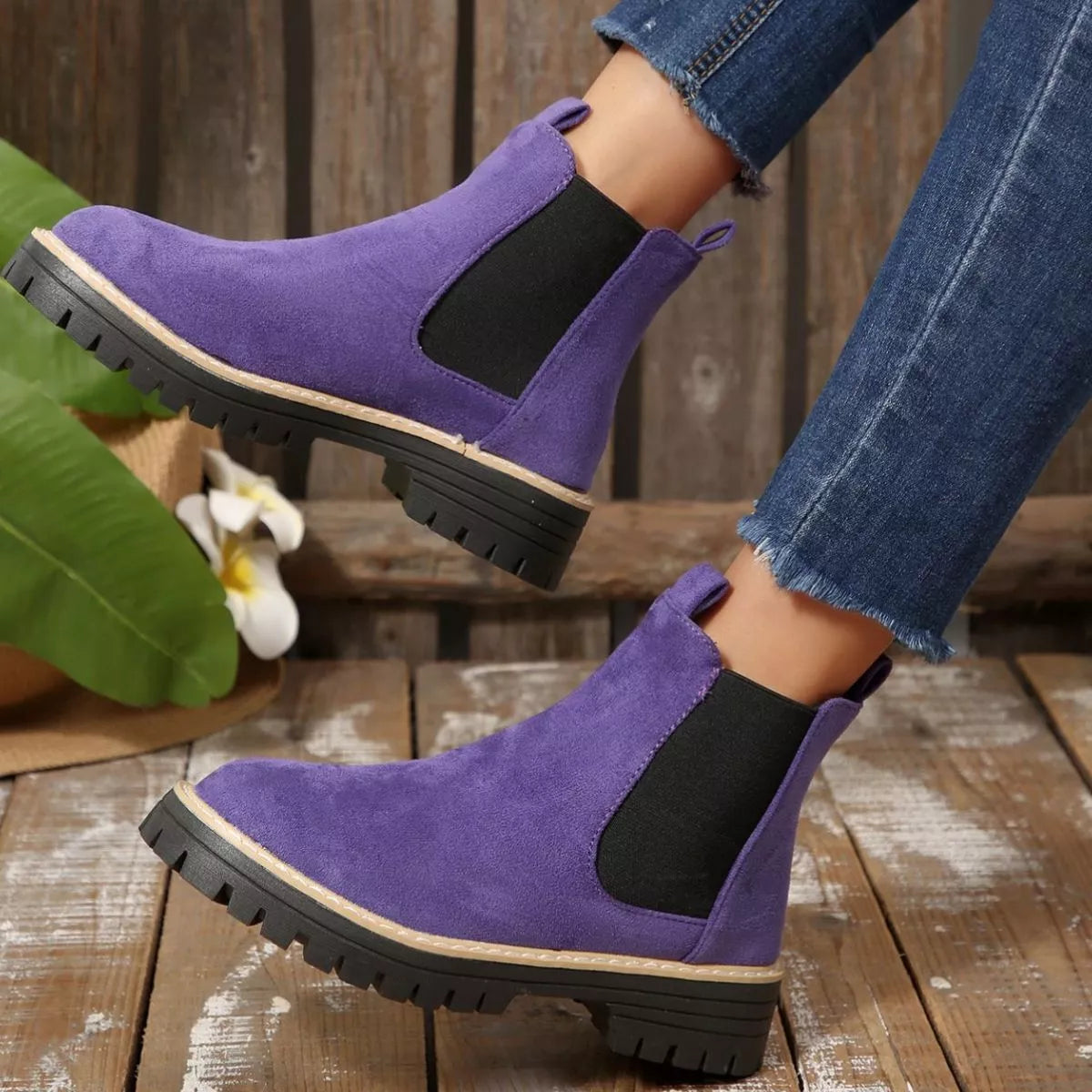 Round Toe Block Heels Boots