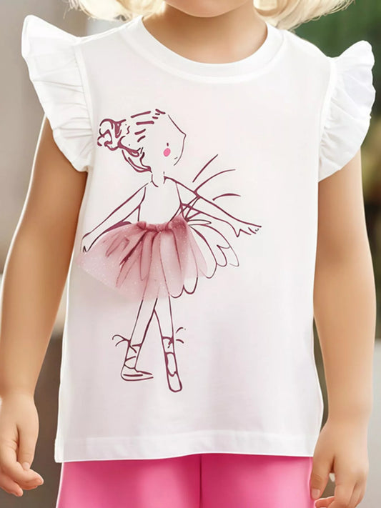 Children's Ballerina Ruffle Sleeve T-Shirt