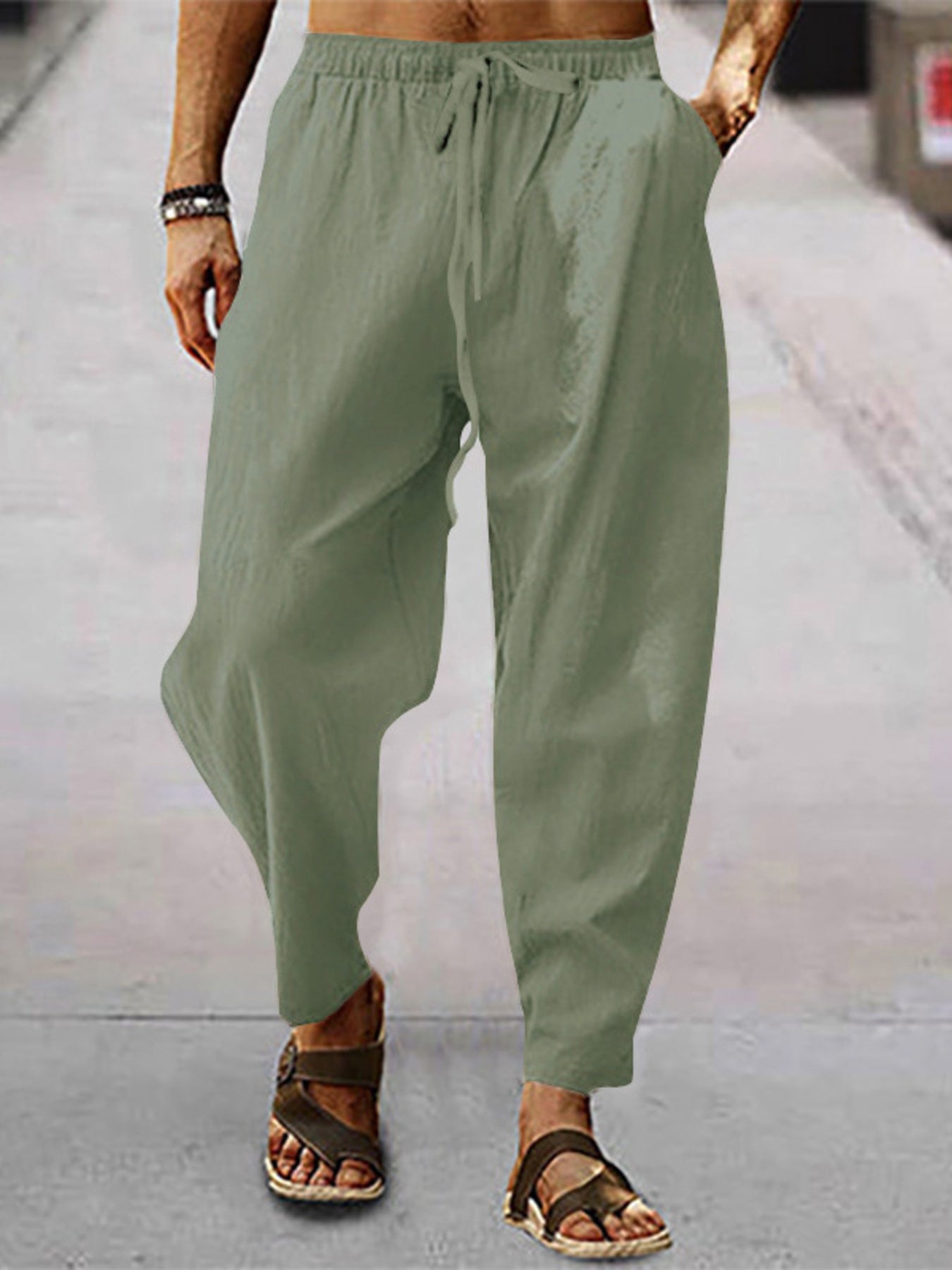 Men's Full Size Drawstring Wide Leg Pants Plus Size