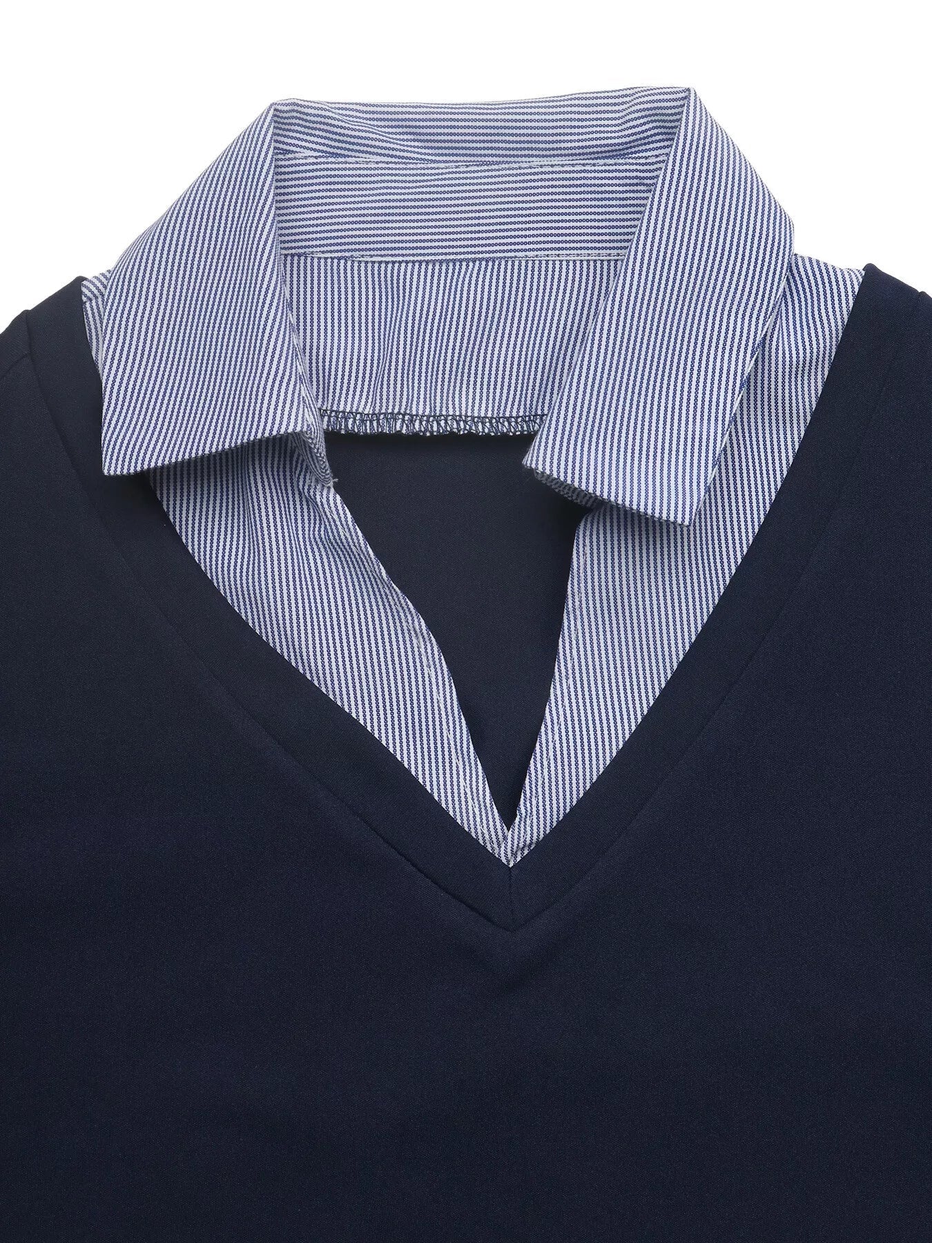 Contrast Collar Long Sleeve Top