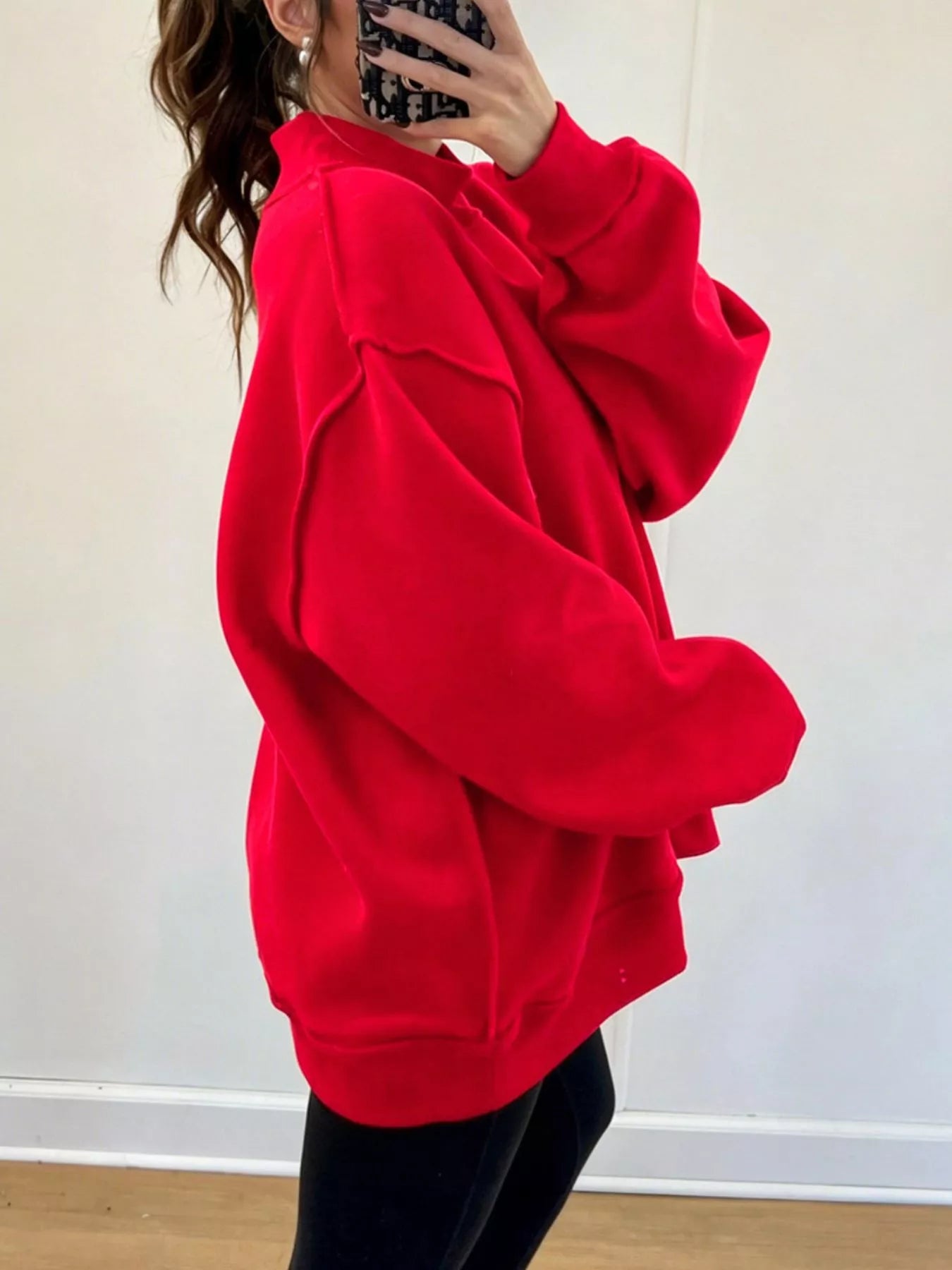 Mock Neck Dropped Shoulder Sweatshirt
