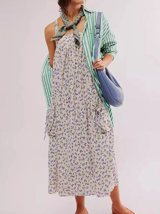 Floral Print Square Neck Summer Dress
