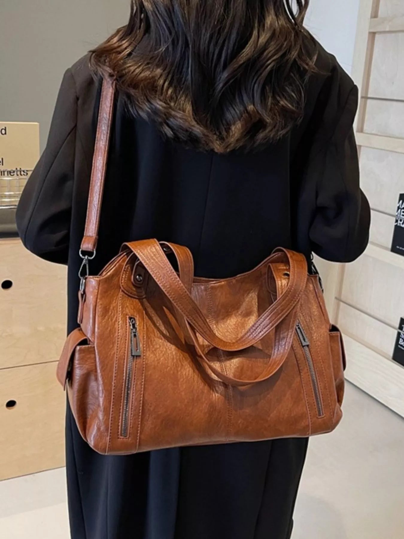 Vintage Style Zipper Front Handbag