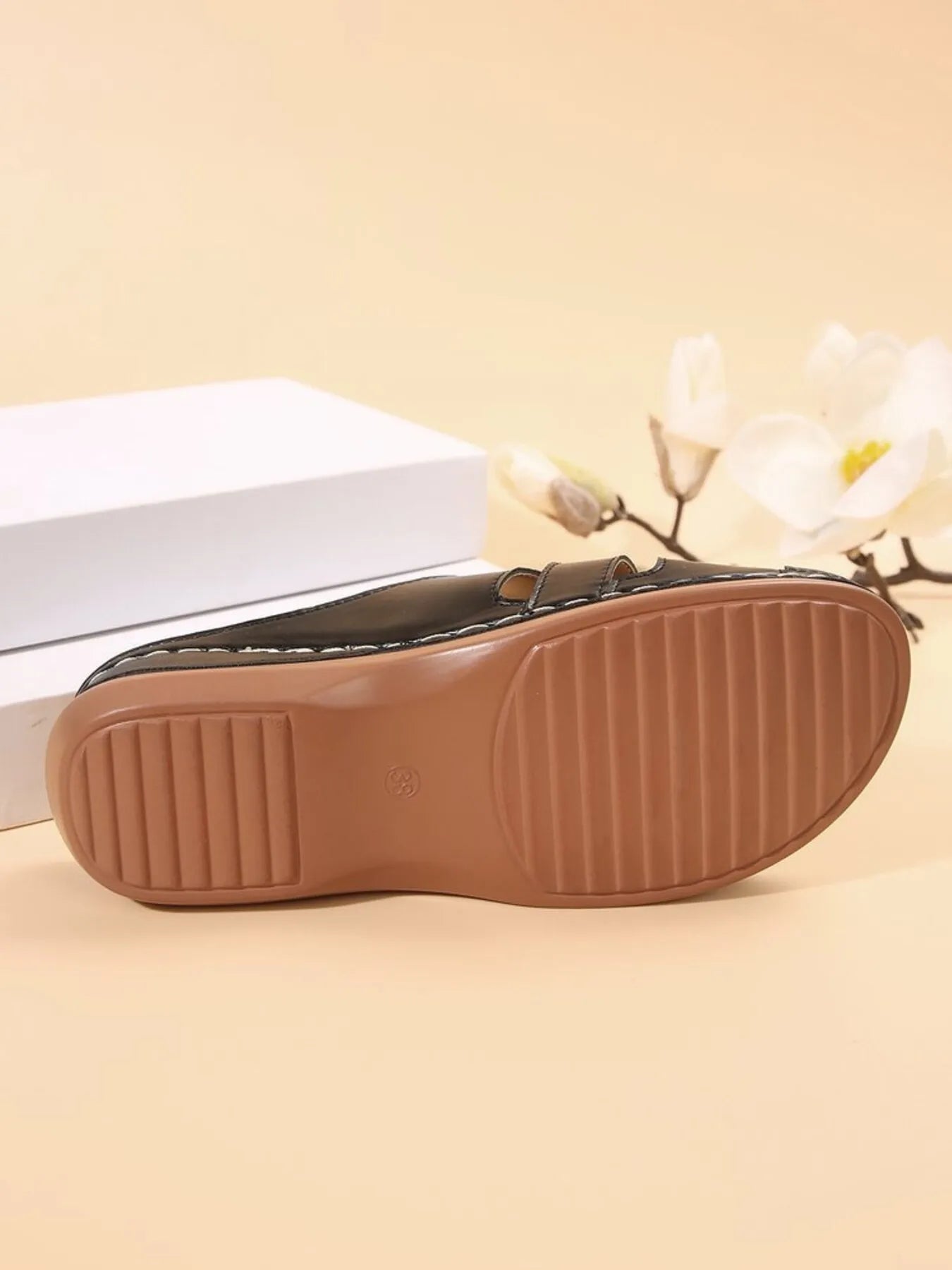 Cutout Leather Open Toe Sandals