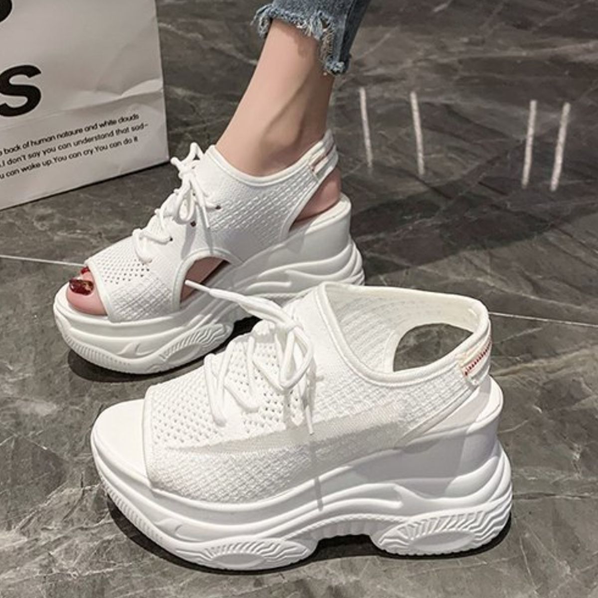 Breathable Mesh Platform Sandals