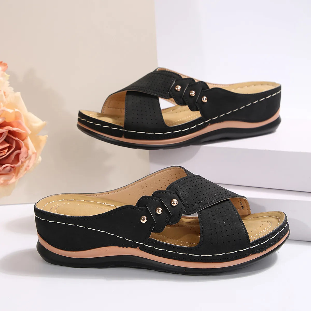 Crisscross Open Toe Wedge Sandals