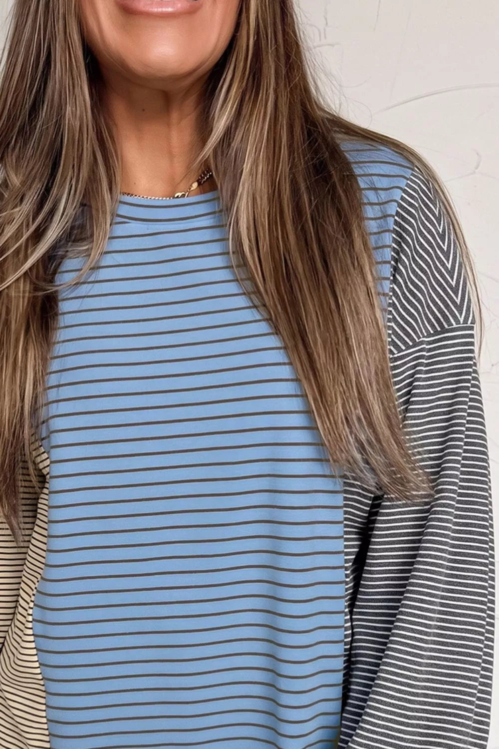 Color Block Striped Dropped Shoulder Sweatshirt