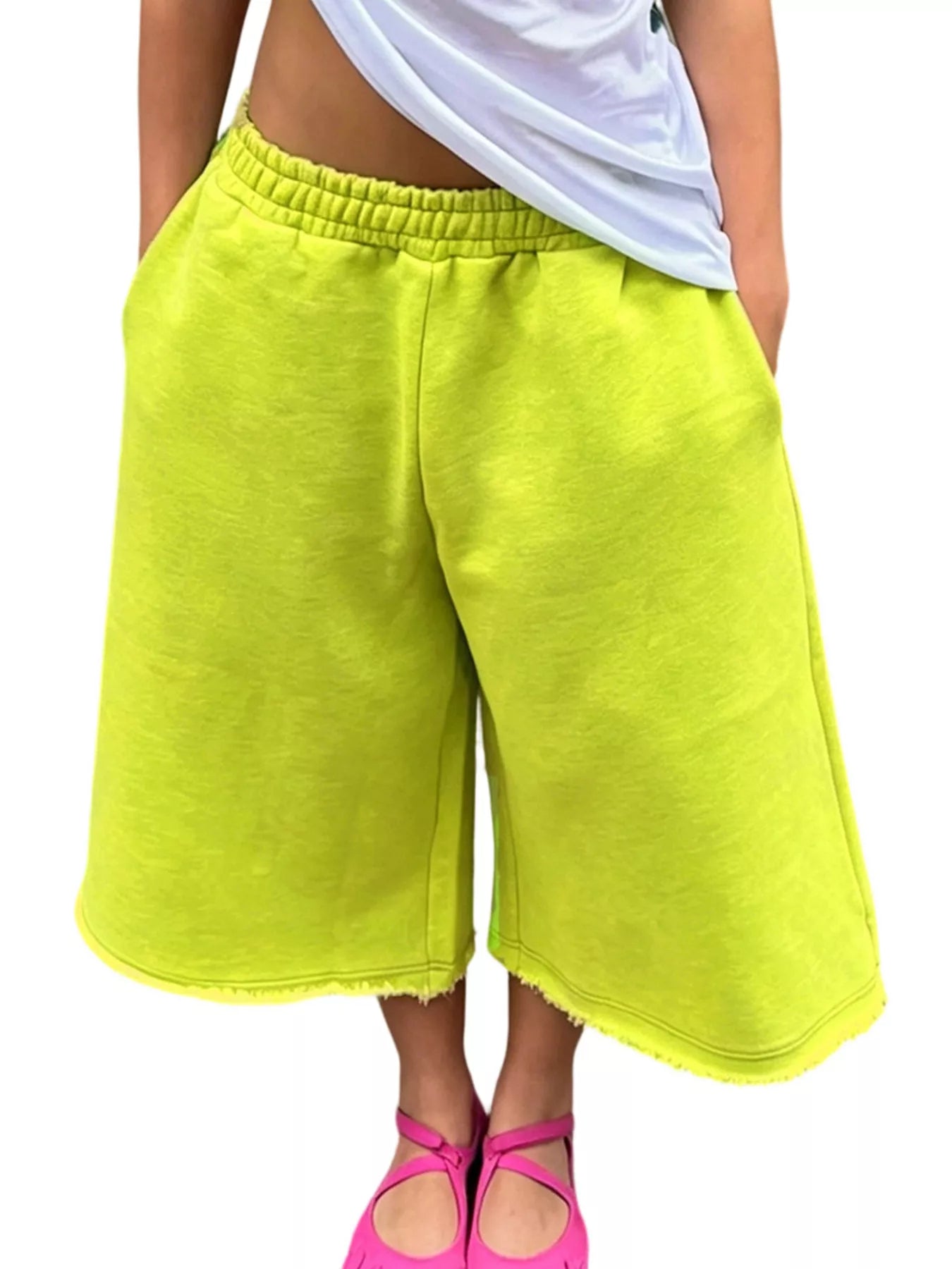 Wide-Leg Cropped Sweatpants with Pockets