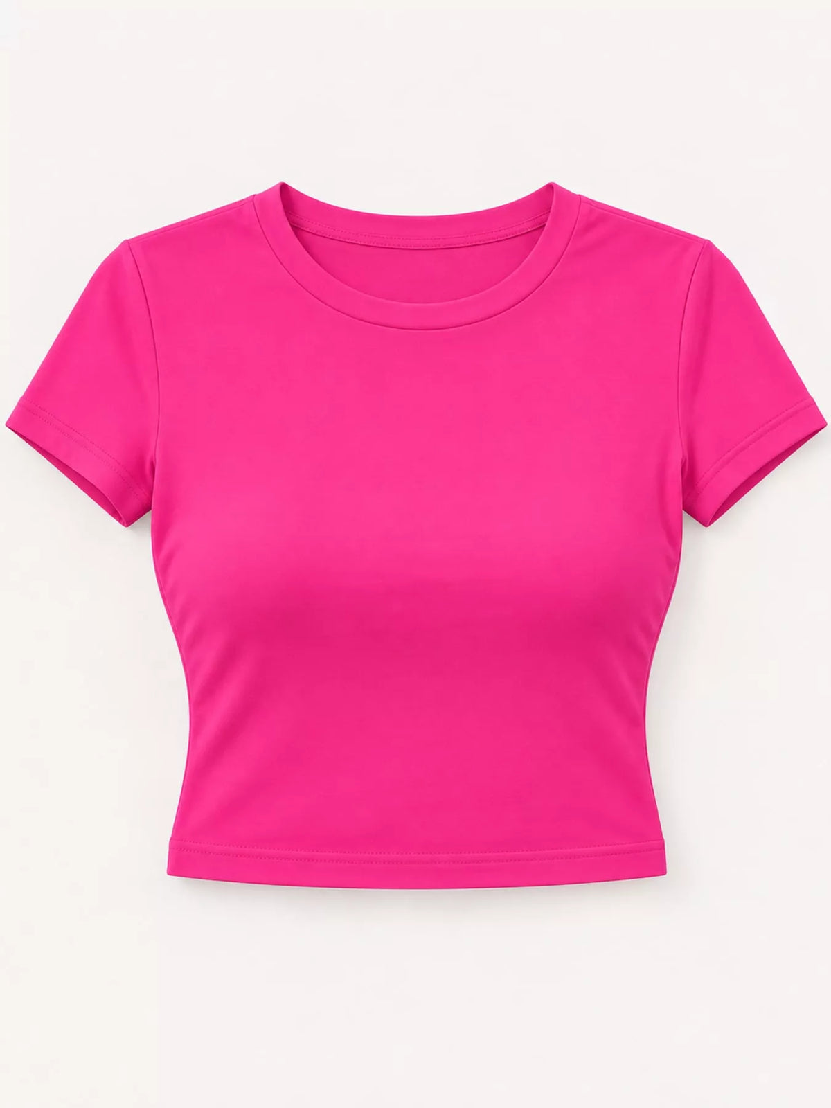 Slim Fit Basic Crew Neck Short Sleeve Crop T-Shirt