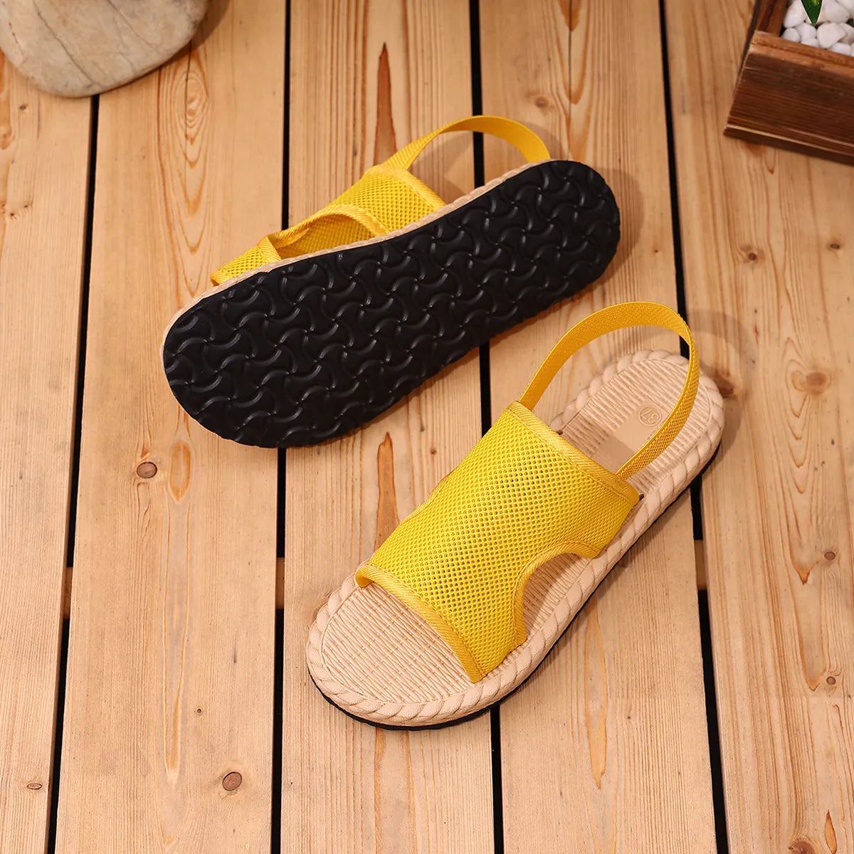 Mesh Open Toe Flats Sandals