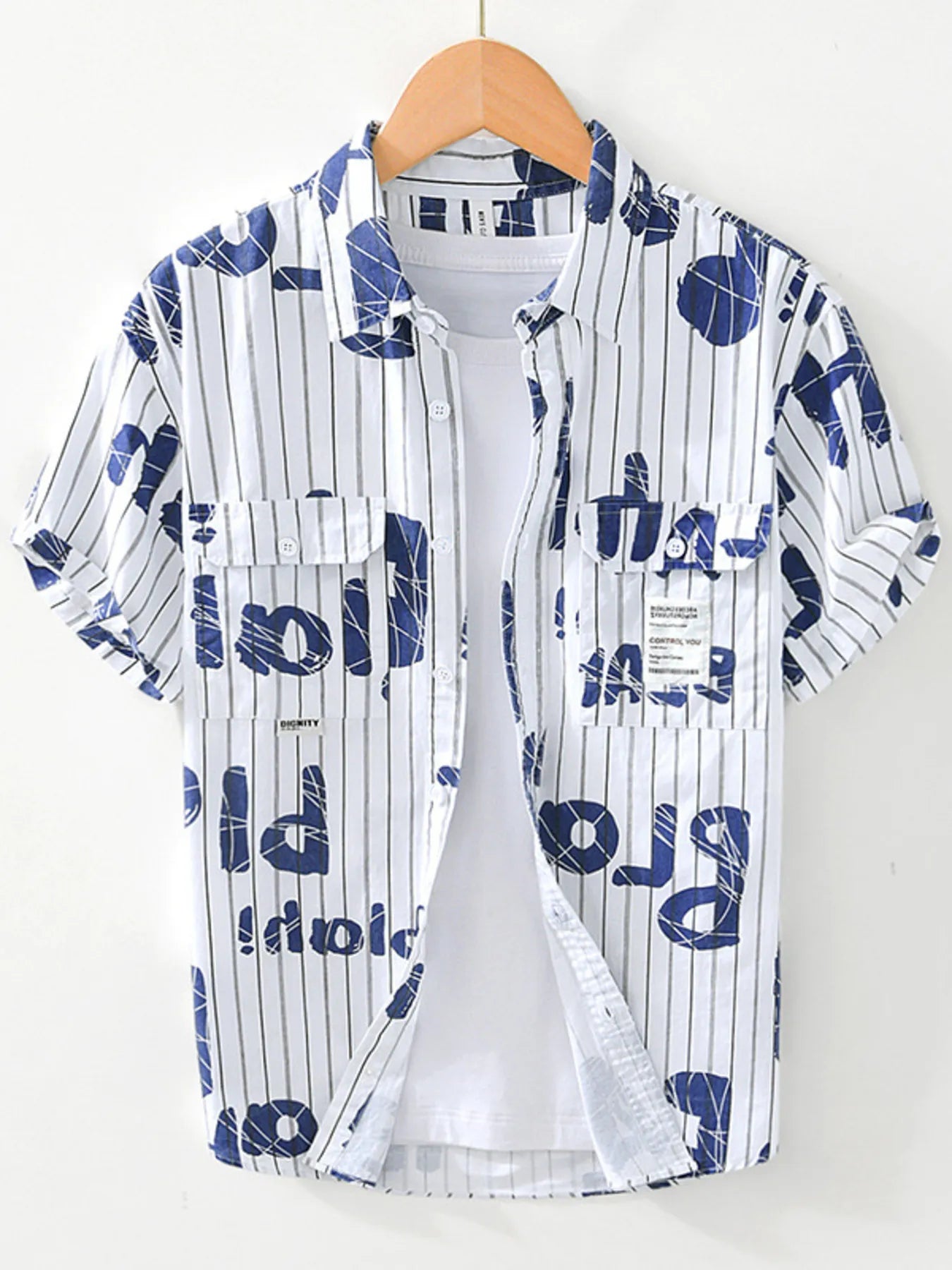 Men's Plus Size Striped Button Up Shirt