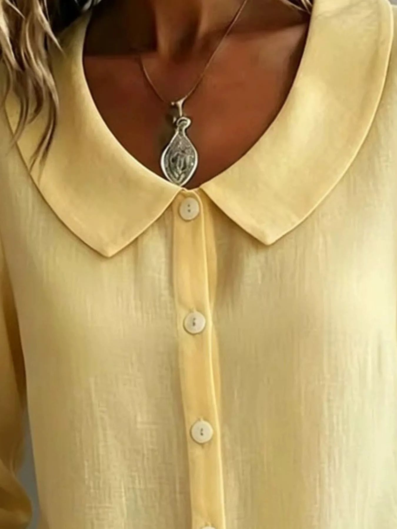 Full Size Peter Pan Collar Button-Down Shirt Plus Size