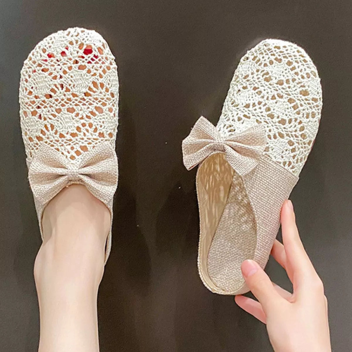 Round Toe Bow Slip-Ons