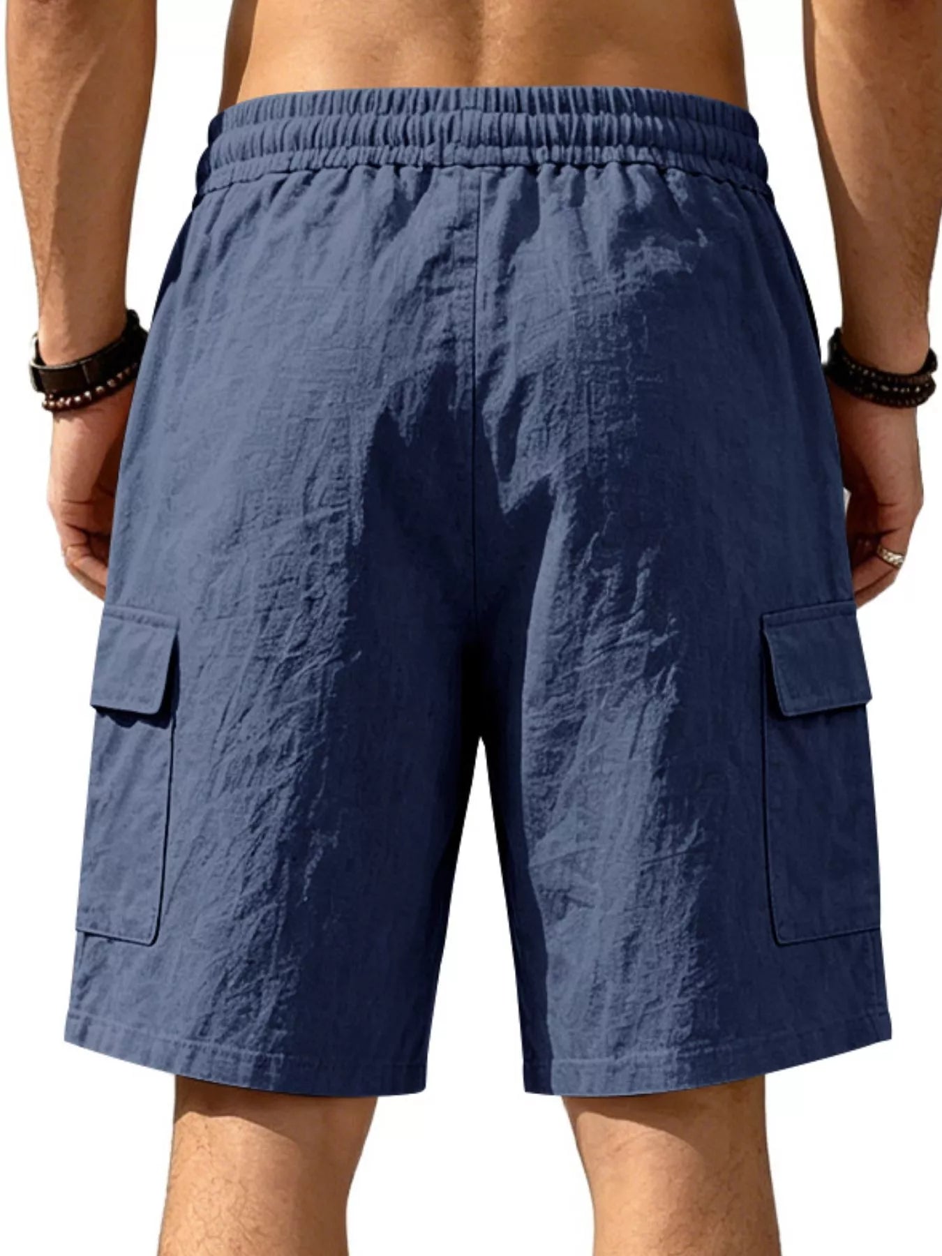 Men's Plus Size Casual Cargo Shorts with Drawstring Waist