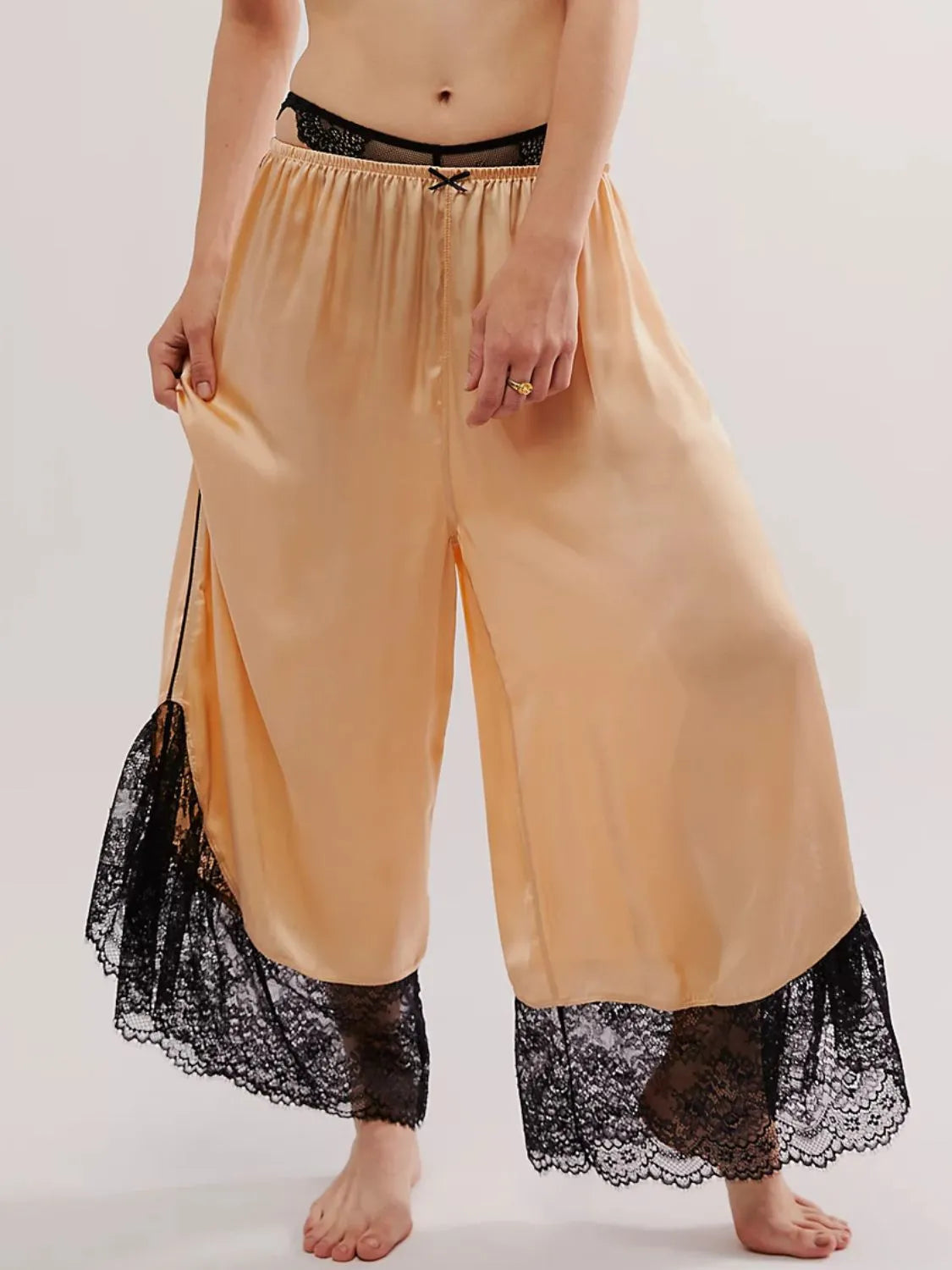 Lace Detail Wide Leg Pants