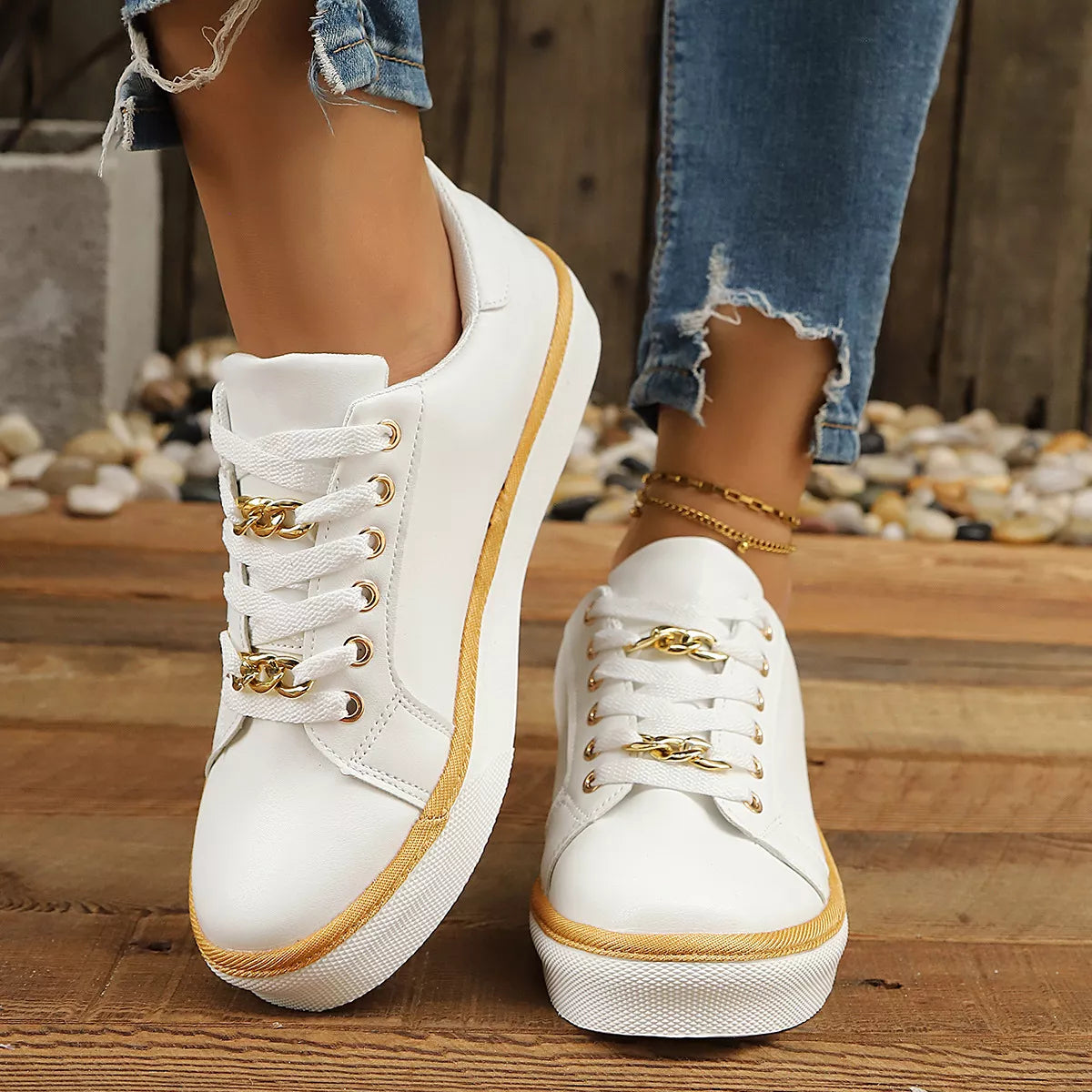 Round Toe Platform Sneakers