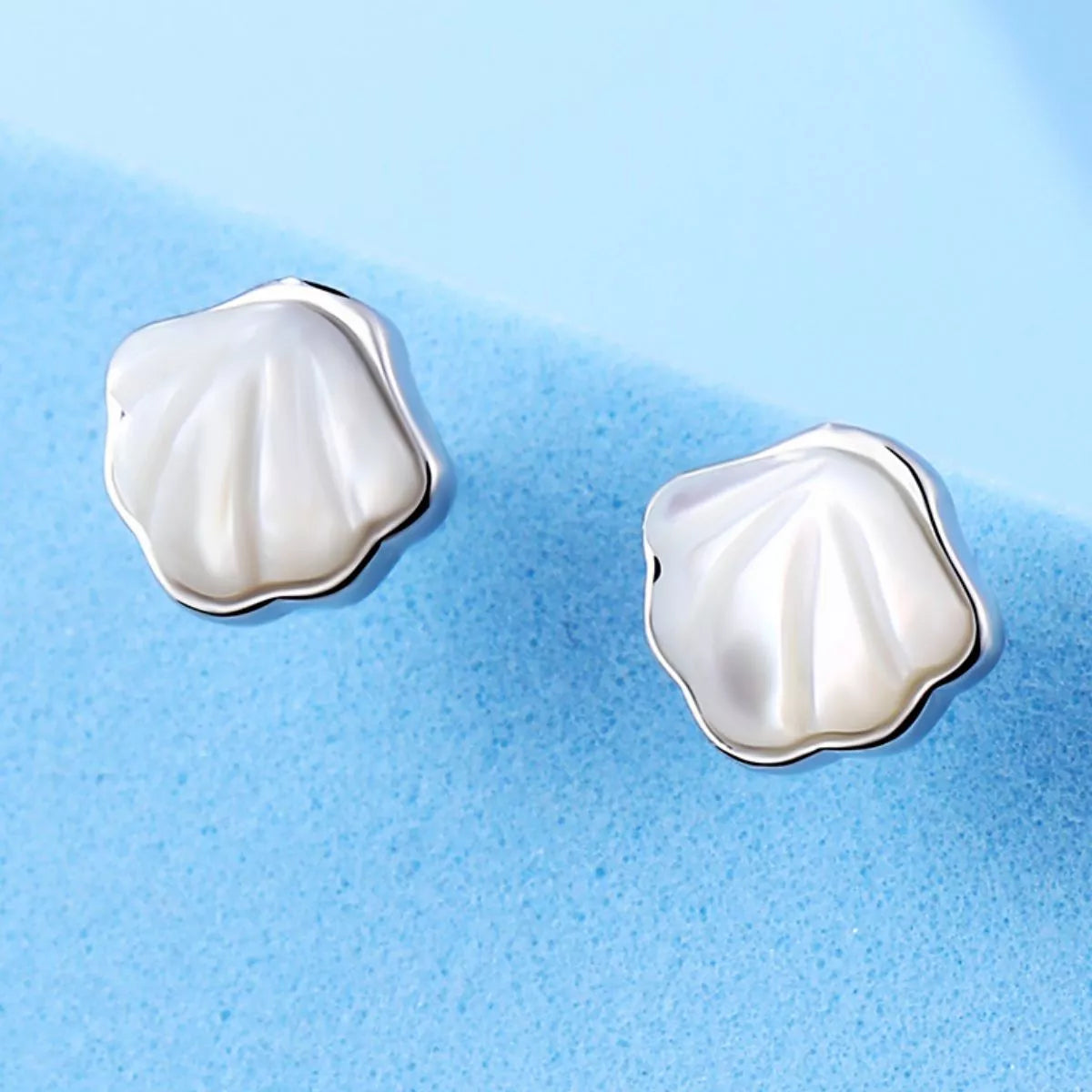 925 Sterling Silver Shell Stud Earrings