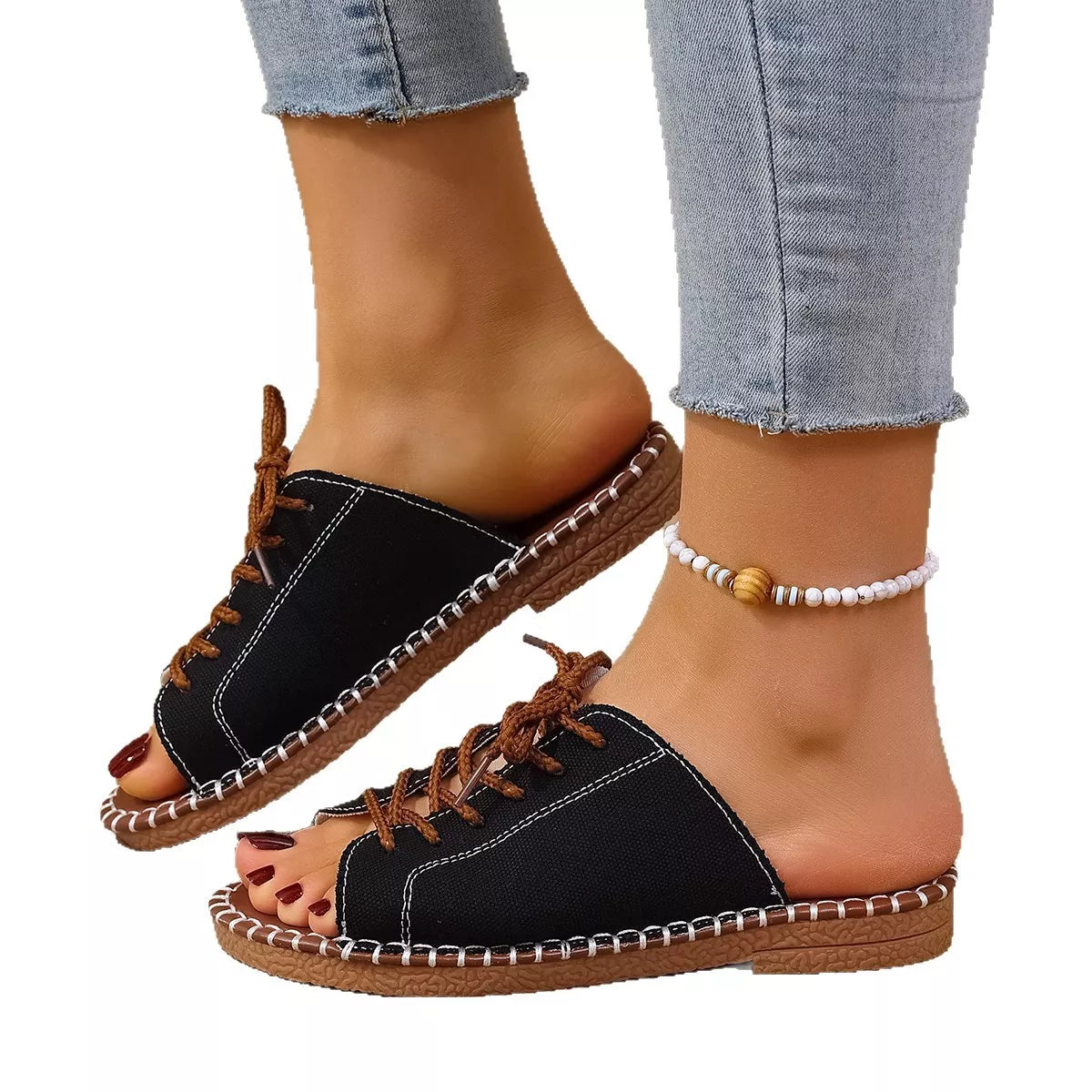 Open Toe Lace Up Sandals